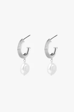 Silver Linings Aada Pearl Silver Hoop Earrings