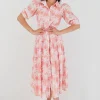 By Rosa. Adair Blush Palms Tiered Shirt Style Maxi Dress