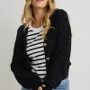 Ivy + Jack Agatha Black Fine Knit Cardigan