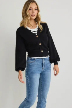 Ivy + Jack Agatha Black Fine Knit Cardigan