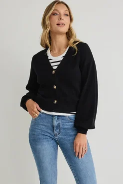 Ivy + Jack Agatha Black Fine Knit Cardigan