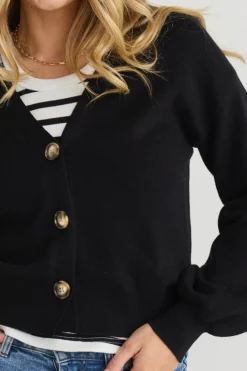 Ivy + Jack Agatha Black Fine Knit Cardigan