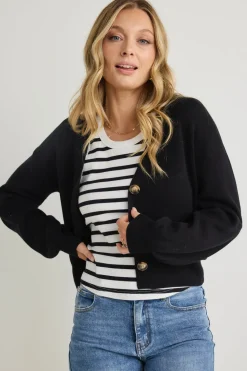 Ivy + Jack Agatha Black Fine Knit Cardigan