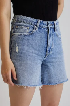 Among the Brave Aimee Mid Blue Denim Shorts