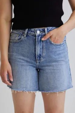 Among the Brave Aimee Mid Blue Denim Shorts