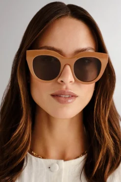 Le Specs Air Heart Cat Eye Caramel Khaki Lens Sunglasses