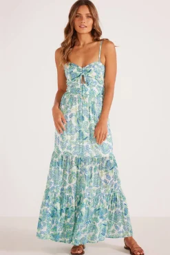 Mink Pink Alessia Blue Floral Strappy Maxi Dress