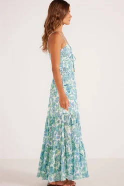Mink Pink Alessia Blue Floral Strappy Maxi Dress