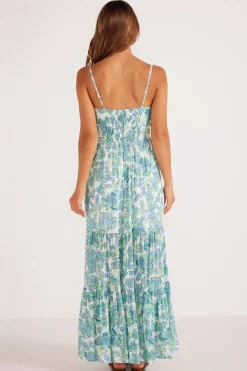 Mink Pink Alessia Blue Floral Strappy Maxi Dress