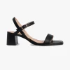 Nude Alisia Black Square Toe Ankle Strap Mid Heel