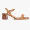 Nude Alisia Tan Square Toe Ankle Strap Mid Heel