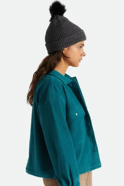 Brixton Alison Black Grey Beanie with Pompom