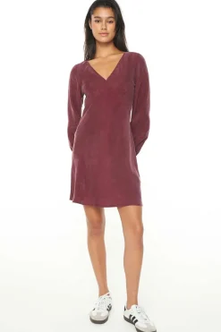 Huffer Alix Dark Cherry LS Mini Shift Dress