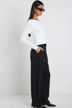 Ivy + Jack Alley Ivory Rib Asymmetric Neck Top