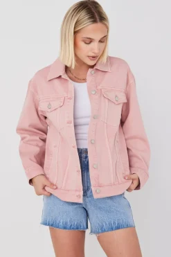 RE:UNION Label Always Mushroom Pink Denim Jacket