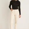 Among the Brave Amelia Ecru Mid Rise Slim Boyfriend Jean