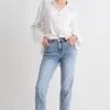 Among the Brave Amelia Mid Blue Mid Rise Slim Leg Jean