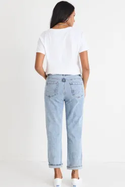 Among the Brave Amelia Mid Blue Mid Rise Slim Leg Jean