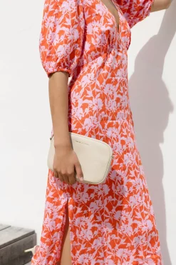Among the Brave Amora Pink Floral Shadows SS Bias Midi Dress