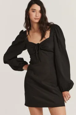Charlie Holiday Andrea Black LS Mini Dress