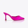 Solsana Antoinette Pink Satin Pointed Bow Mule Heel