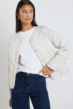 Stories be Told Apex Putty Collarless Puffer Jacket