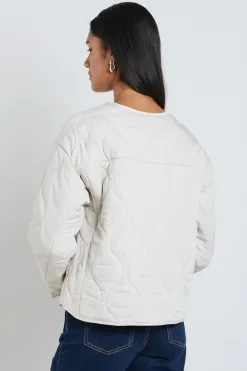 Stories be Told Apex Putty Collarless Puffer Jacket