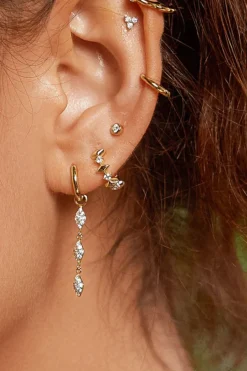 Ania Haie Art Deco Sparkle Gold Huggie Earring