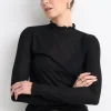 Among the Brave Asher Black LS Lettuce Edge Knit Top