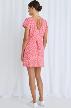 Stories be Told Aspen Coral Twiggly Slim Fit Mini Dress