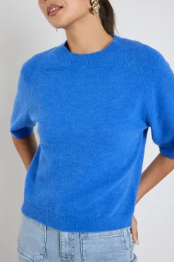 Among the Brave Assemble Azure Blue Alpaca Blend Raglan Knit Tee