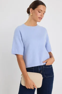 Among the Brave Assemble Ice Blue Alpaca Blend Raglan Knit Tee