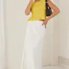 Among the Brave Assertive Sunshine Yellow Shirred Poplin Sleeveless Shell Top