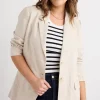RE:UNION Label Aster Natural Linen Single Breasted Longline Blazer