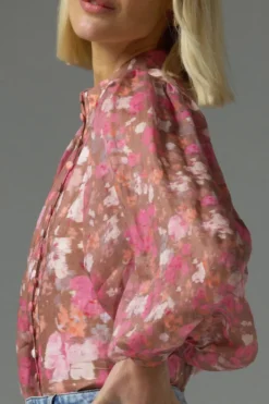 Zoe Kratzmann Atlas Blush Blur Front Button LS Blouse