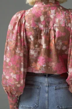 Zoe Kratzmann Atlas Blush Blur Front Button LS Blouse
