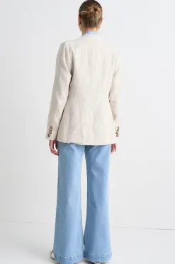 RE:UNION Label Atlas Natural Linen Double Breasted Blazer