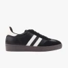 Alfie u0026 Evie Attitude Black Double White Stripe Leather Sneaker