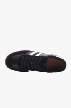 Alfie u0026 Evie Attitude Black Double White Stripe Leather Sneaker