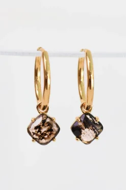 Love Lunamei Aura 18k Gold Plate with Herkimer Quartz Hoop Earring