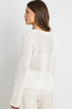 Ivy + Jack Aurora Ivory Scoop Neck Crochet Knit Jumper