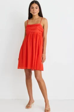 Stories be Told Austin Flame Strappy Babydoll Mini Dress