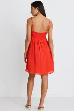 Stories be Told Austin Flame Strappy Babydoll Mini Dress