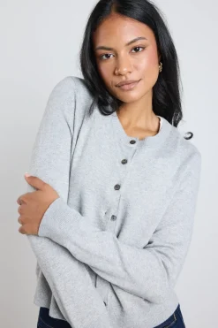 Stories be Told Autograph Light Grey Marle Cashmere Blend Crewneck Cardigan