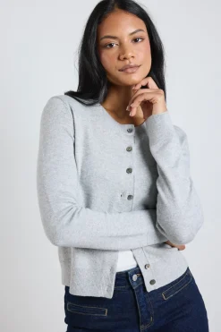 Stories be Told Autograph Light Grey Marle Cashmere Blend Crewneck Cardigan