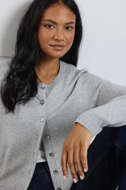 Stories be Told Autograph Light Grey Marle Cashmere Blend Crewneck Cardigan