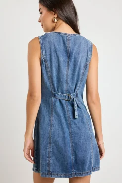 Among the Brave Avenue Mineral Blue Denim Mini Vest Dress