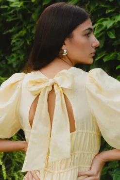 Georgia Mae Axel Butter Puff Sleeve Bow Back Mini Dress