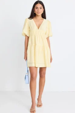 Georgia Mae Axel Butter Puff Sleeve Bow Back Mini Dress