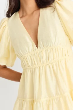 Georgia Mae Axel Butter Puff Sleeve Bow Back Mini Dress